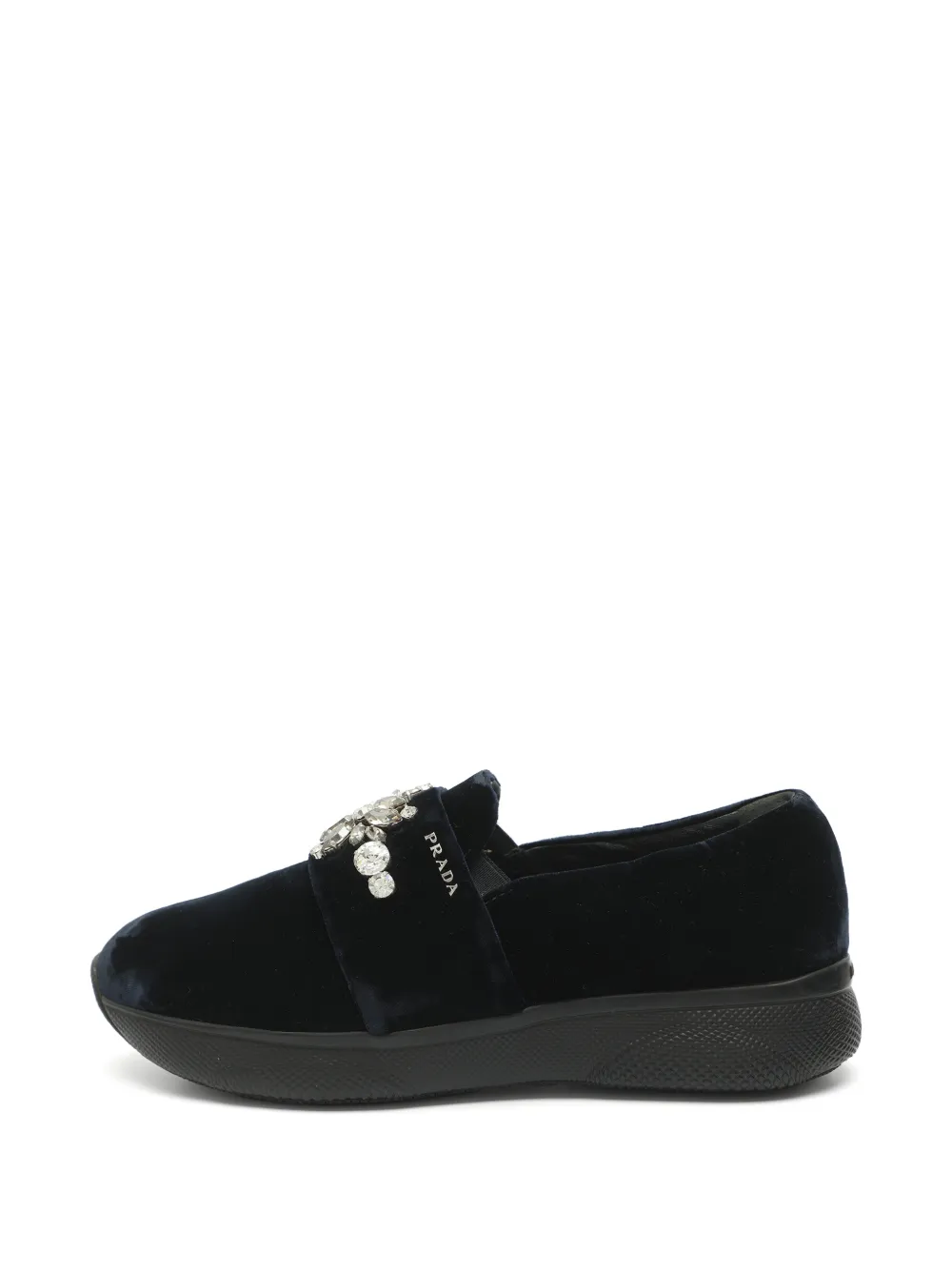 Prada Pre-Owned crystal-embellished velvet sneakers - Blau