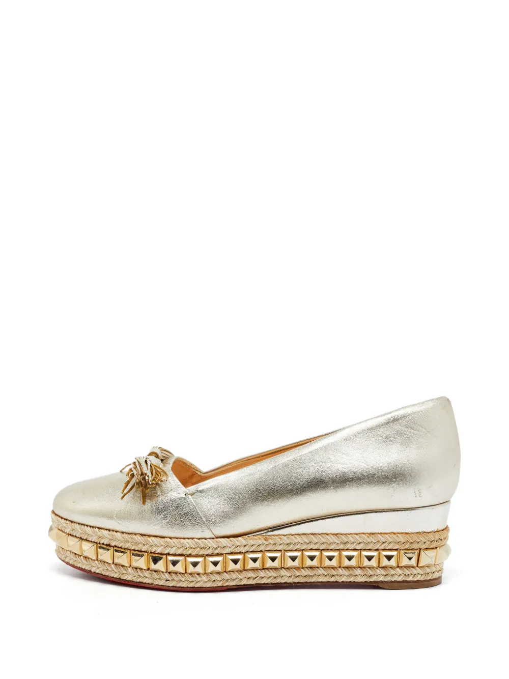 Christian Louboutin Pre-Owned Carmel tassel-detail wedge pumps - Nude