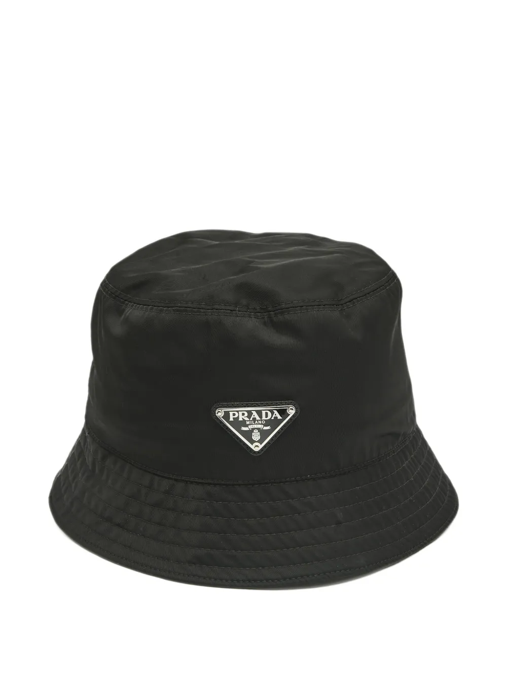 Prada Pre-Owned Re-Nylon triangle-logo bucket hat in Black