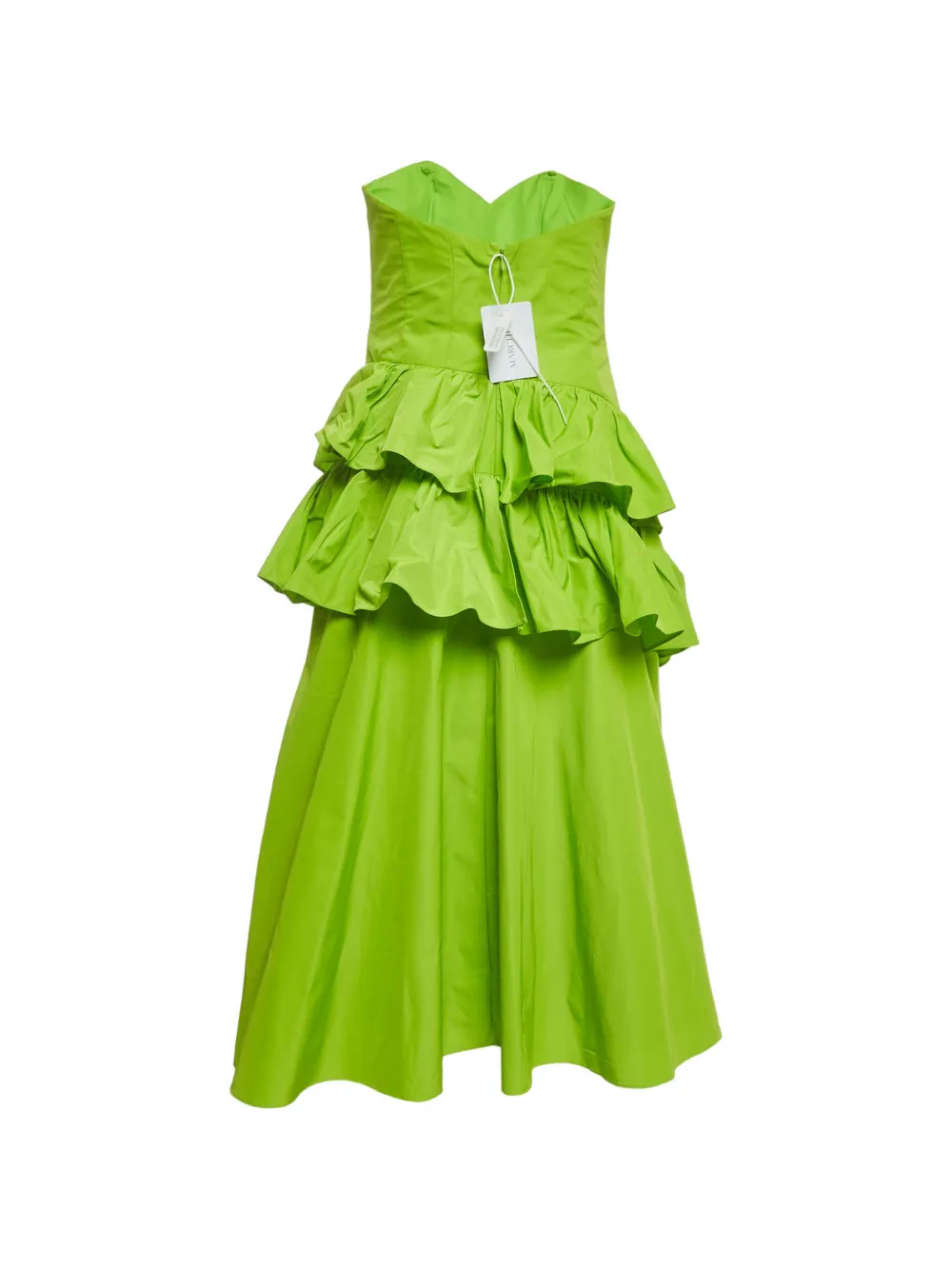 Marchesa Notte robe mi-longue volantée - Vert