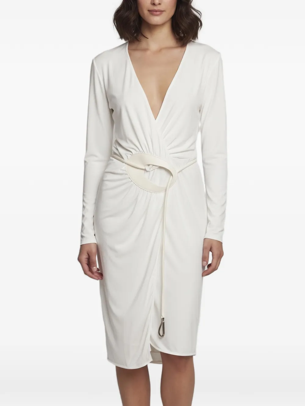 424 belted wrap midi dress - Weiß