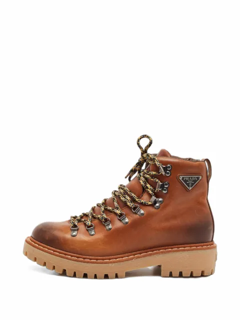 Prada Pre-Owned lace-up leather combat boots
