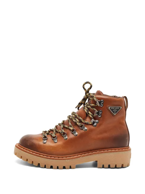 Prada Pre-Owned lace-up leather combat boots