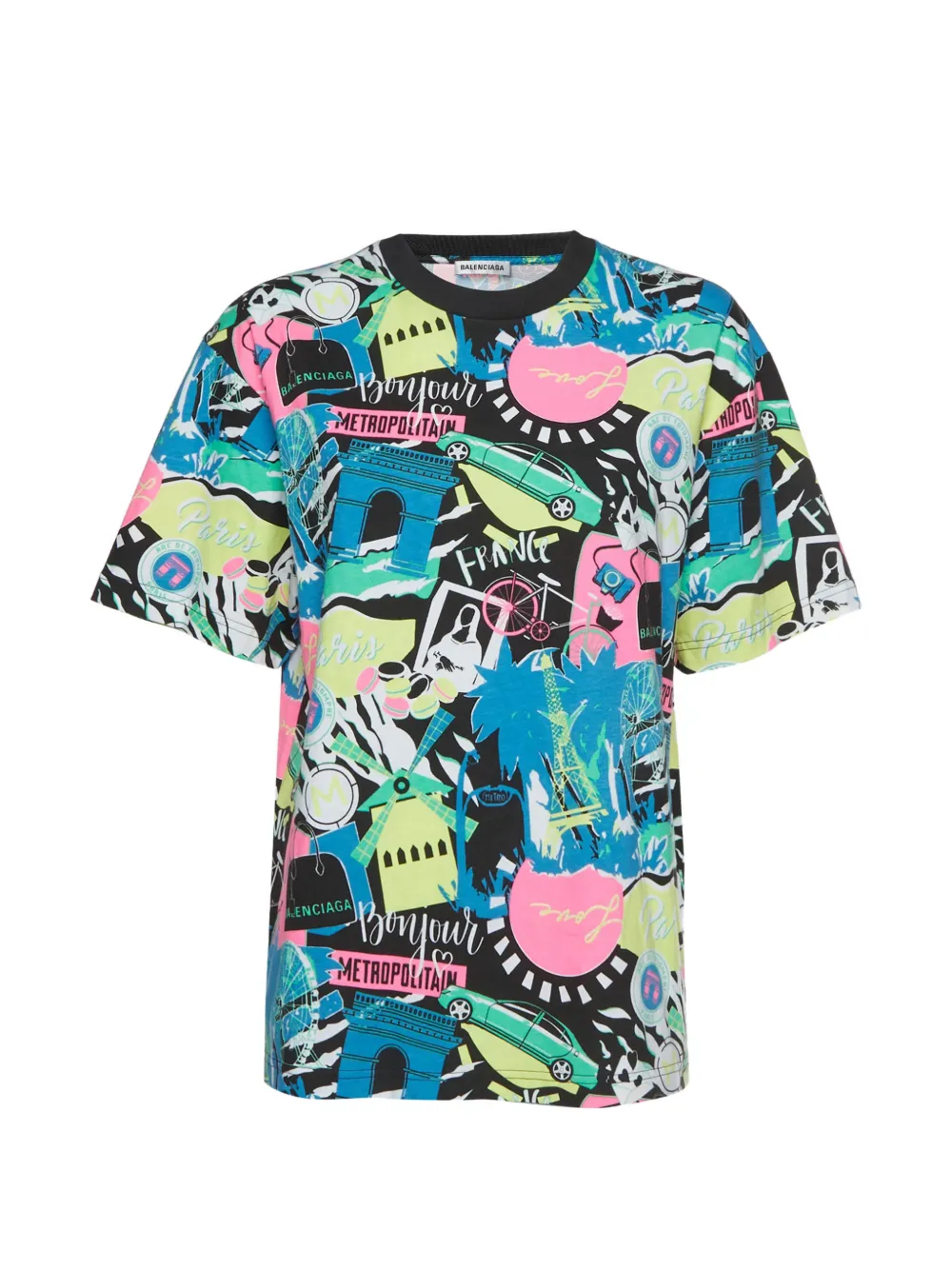 Balenciaga Pre-Owned Paris-postcard print t-shirt - Schwarz