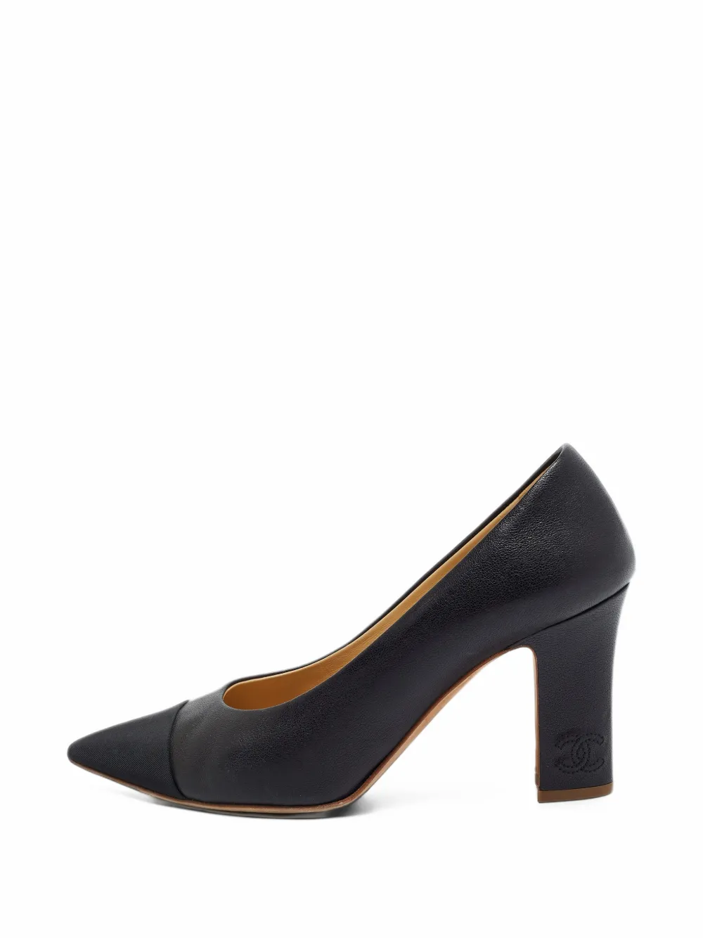 Pre-owned Chanel Cap-toe Block-heel Pumps In Black