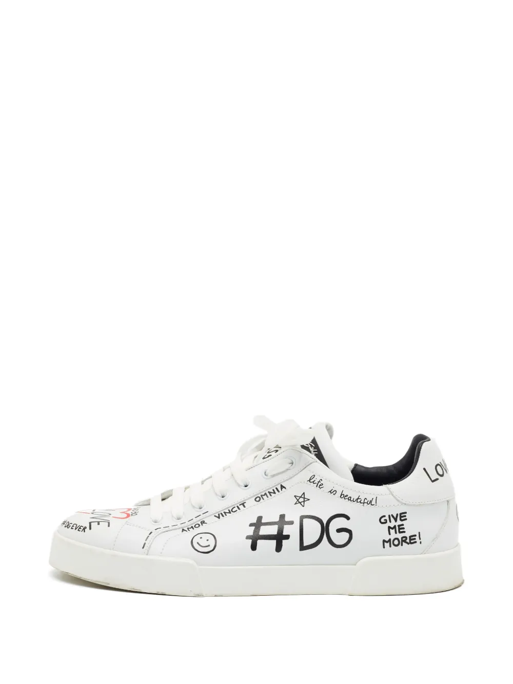 Dolce & Gabbana Pre-Owned Portofino graffiti sneakers - Weiß
