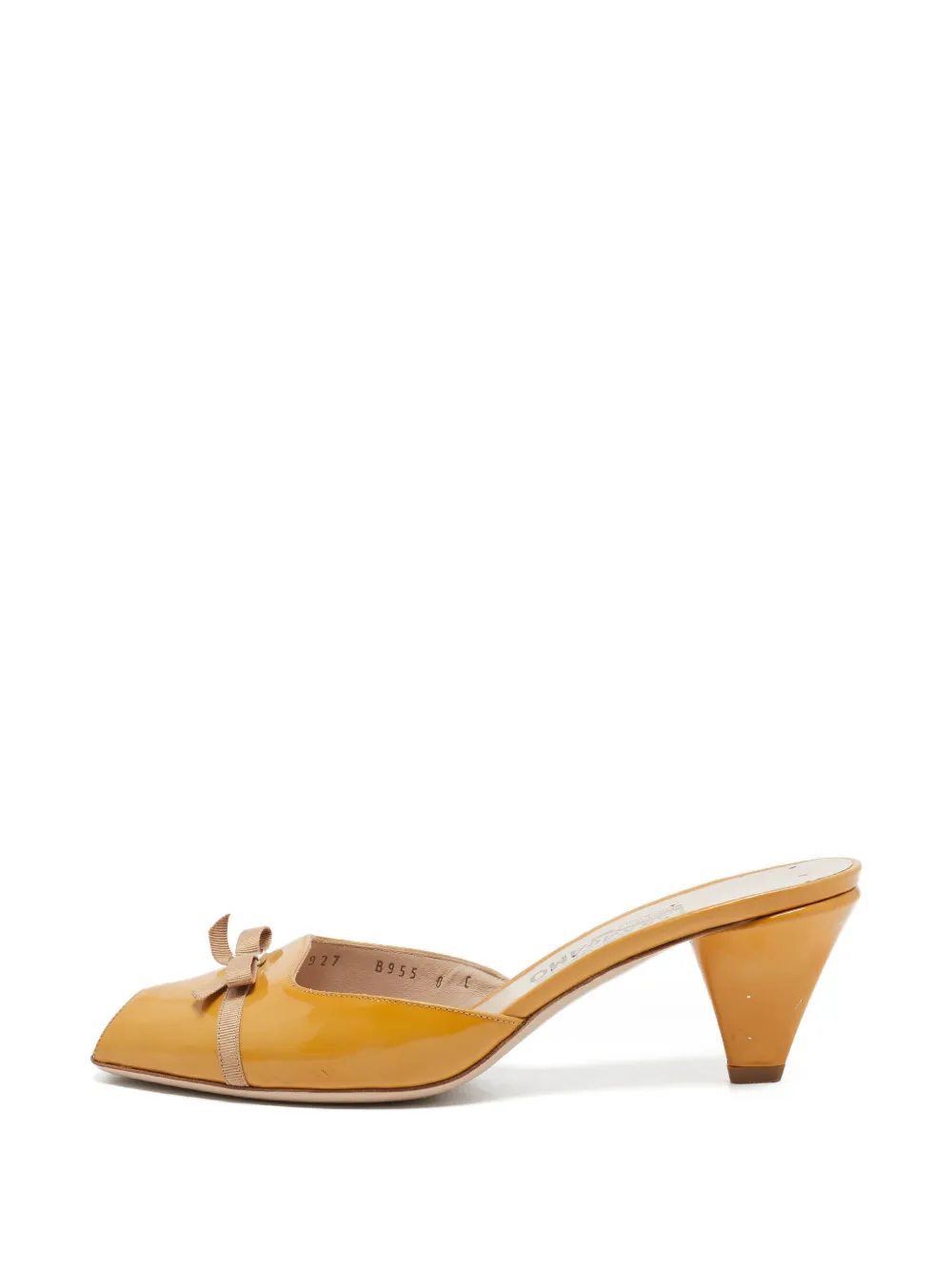 Ferragamo Pre-Owned Vara bow peep-toe mules - Gelb
