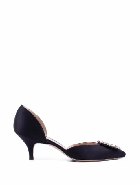Stuart Weitzman jewel-embellished satin pumps