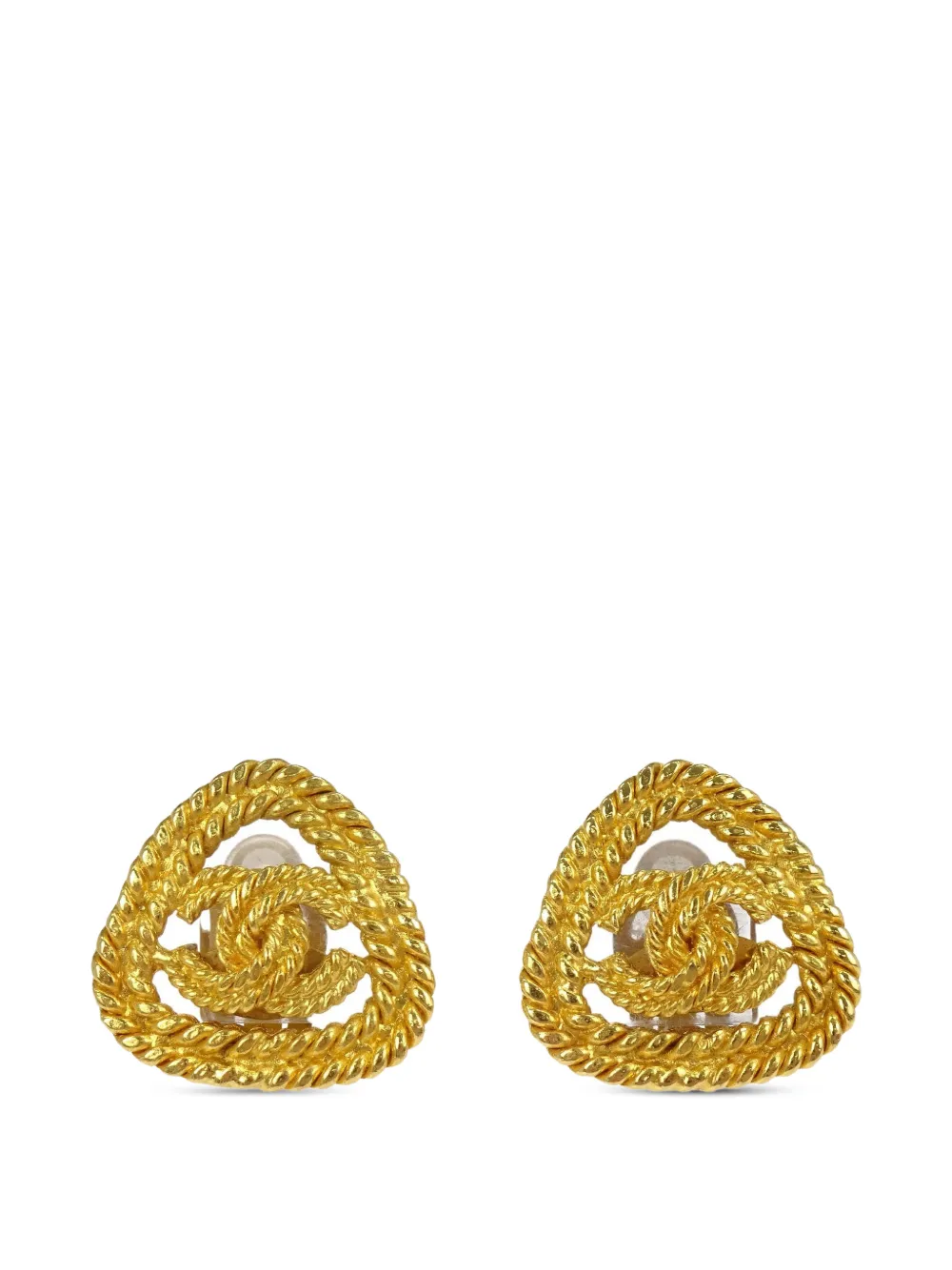 CHANEL Pre-Owned CC rope clip-on earrings - Gold