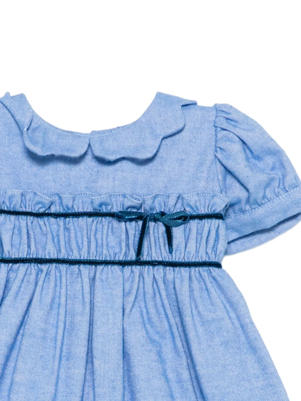 Mariella Ferrari scalloped-collar velvet-trimmed dress Blauw