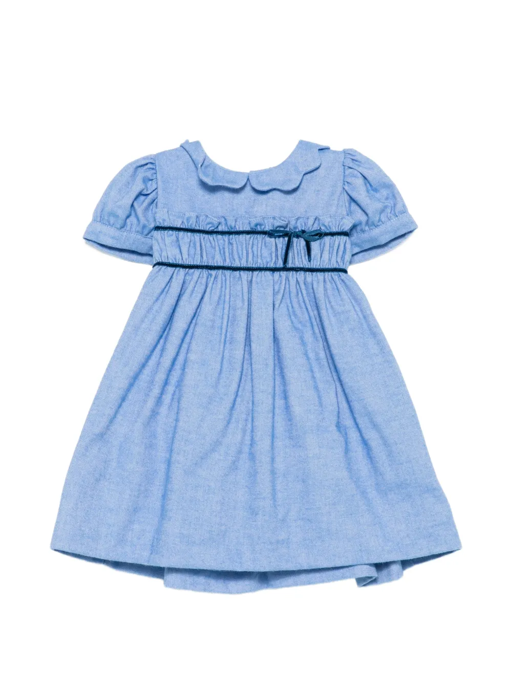 Mariella Ferrari scalloped-collar velvet-trimmed dress Blauw