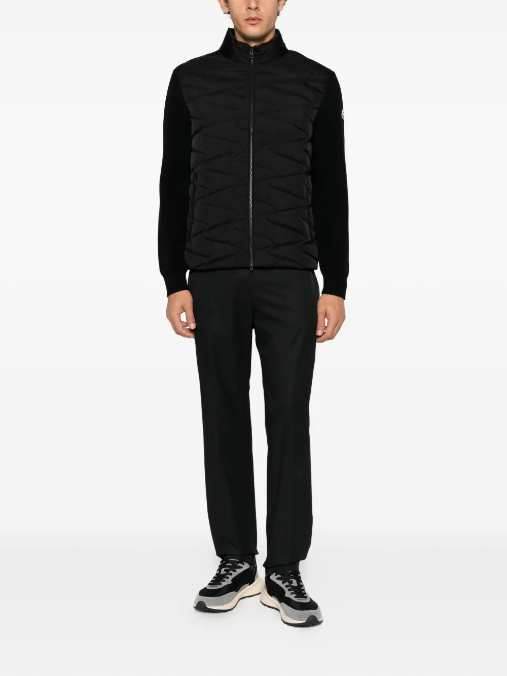 Moncler logo-patch straight-leg trousers Zwart