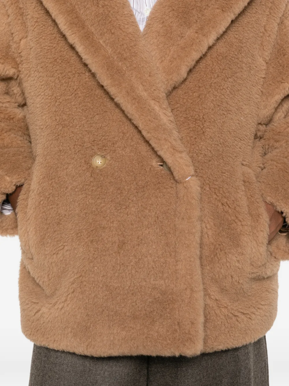 Max Mara Dramma teddy double-breasted coat Beige