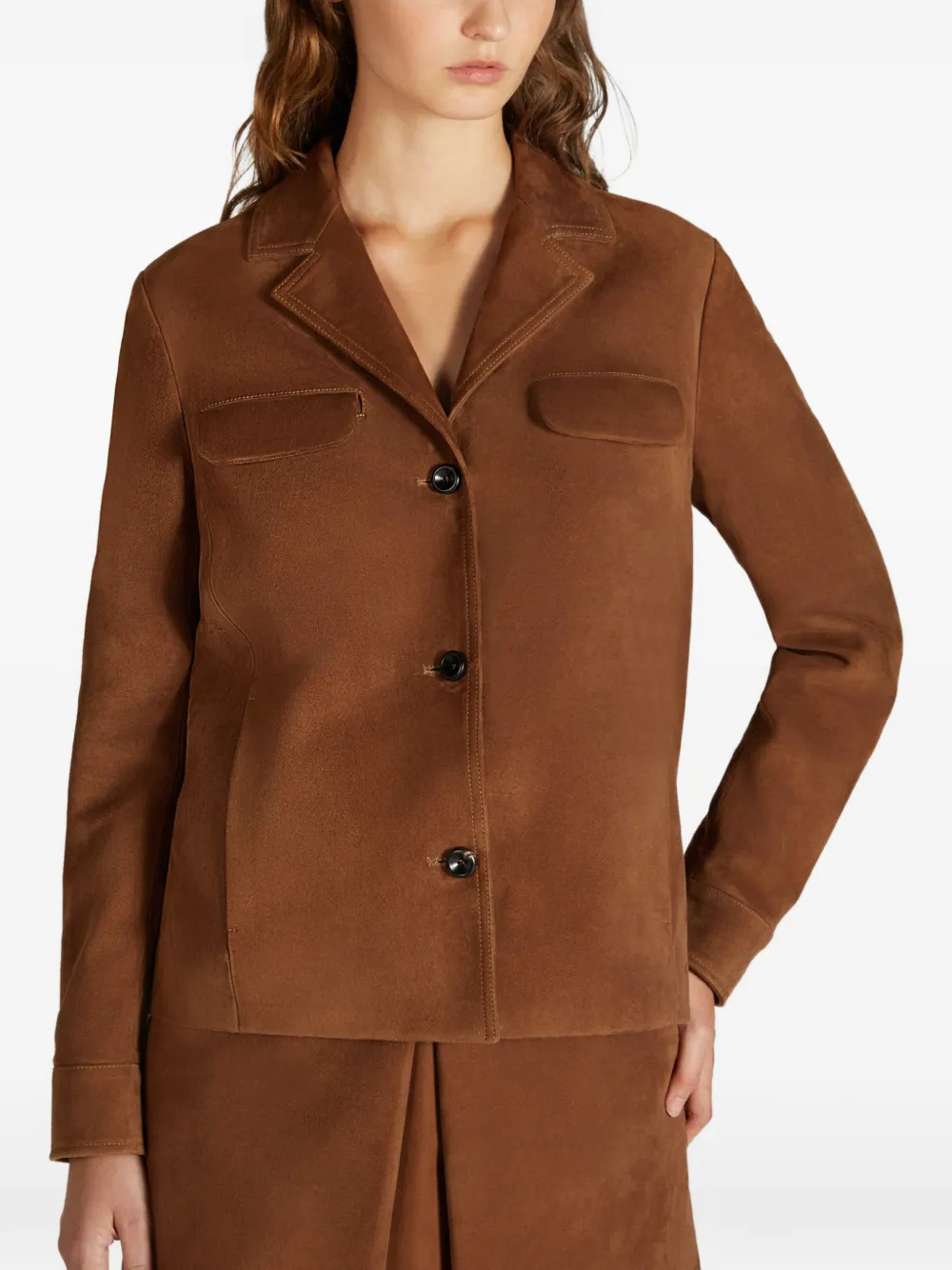 slowear Montedoro suède shirtjack Bruin