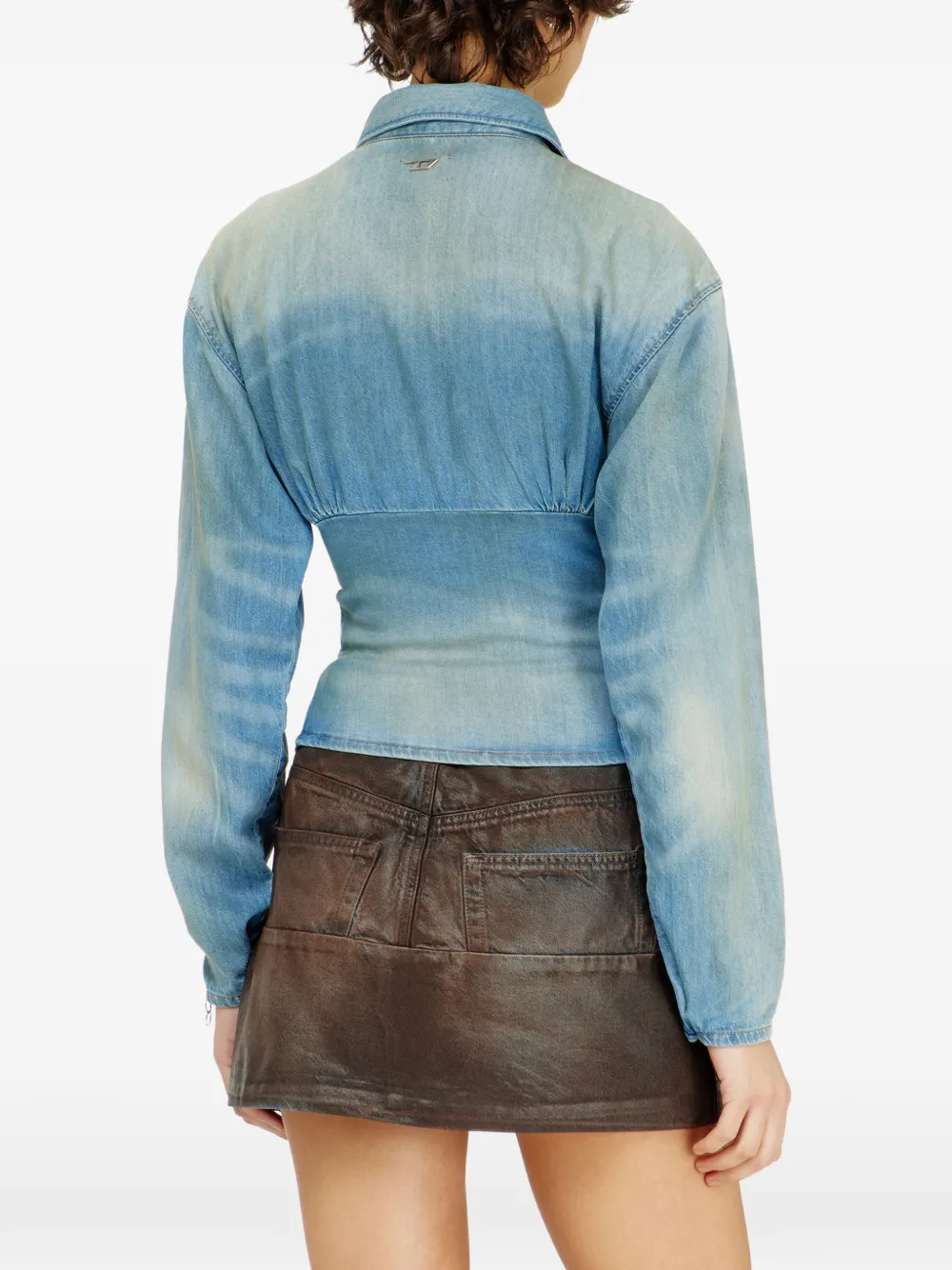Diesel denim shirt with sectioned-design Blauw