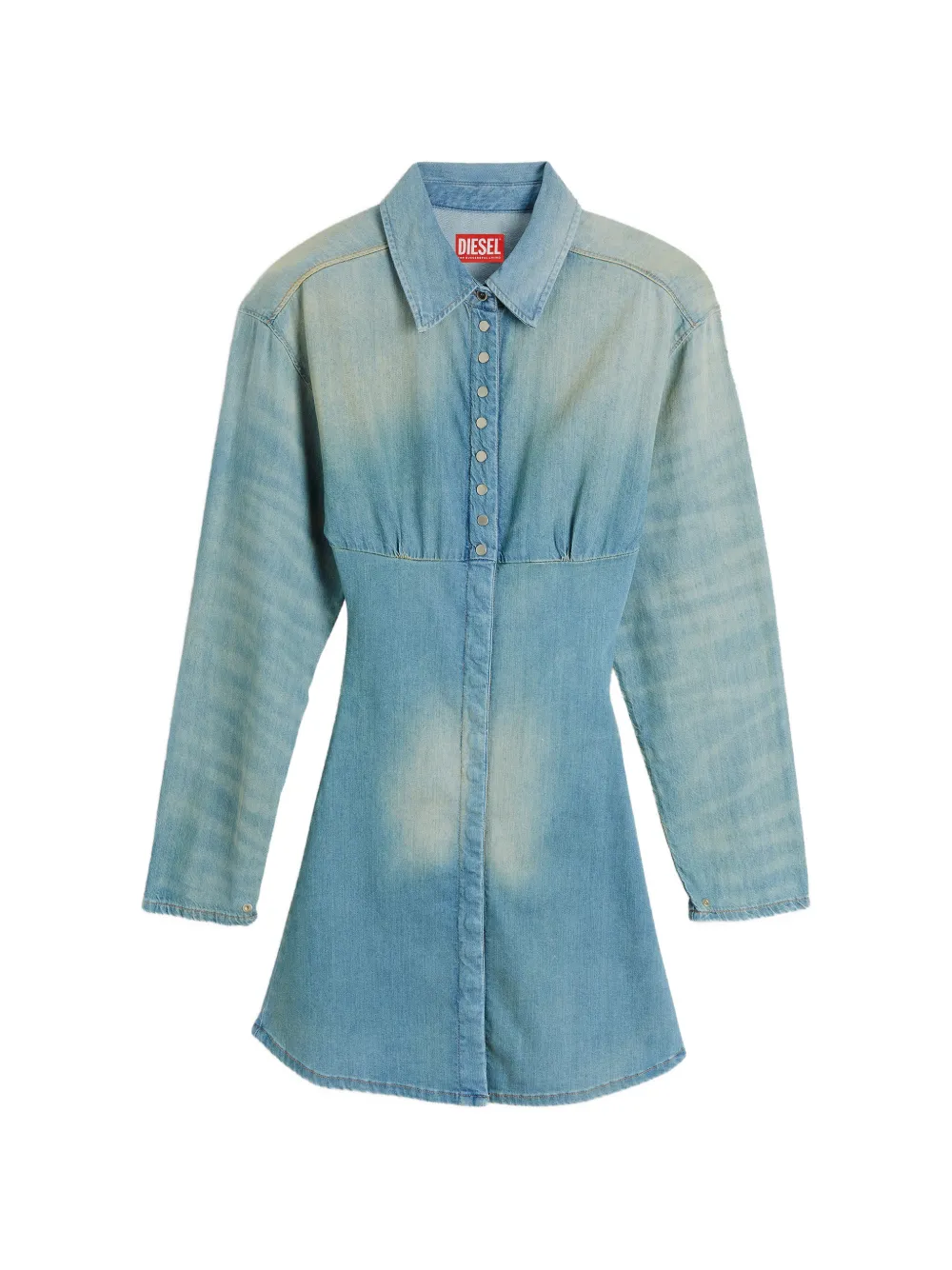 Diesel denim mini shirt dress with sectioned design - Blue