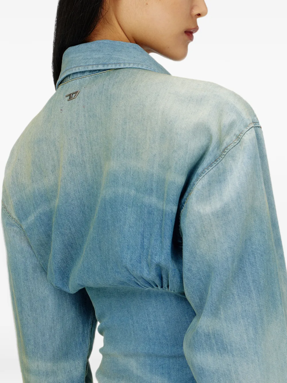 Diesel denim mini shirt dress with sectioned design Blauw