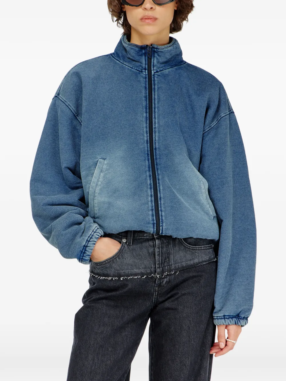 Diesel sweat jacket with denim-effect Blauw