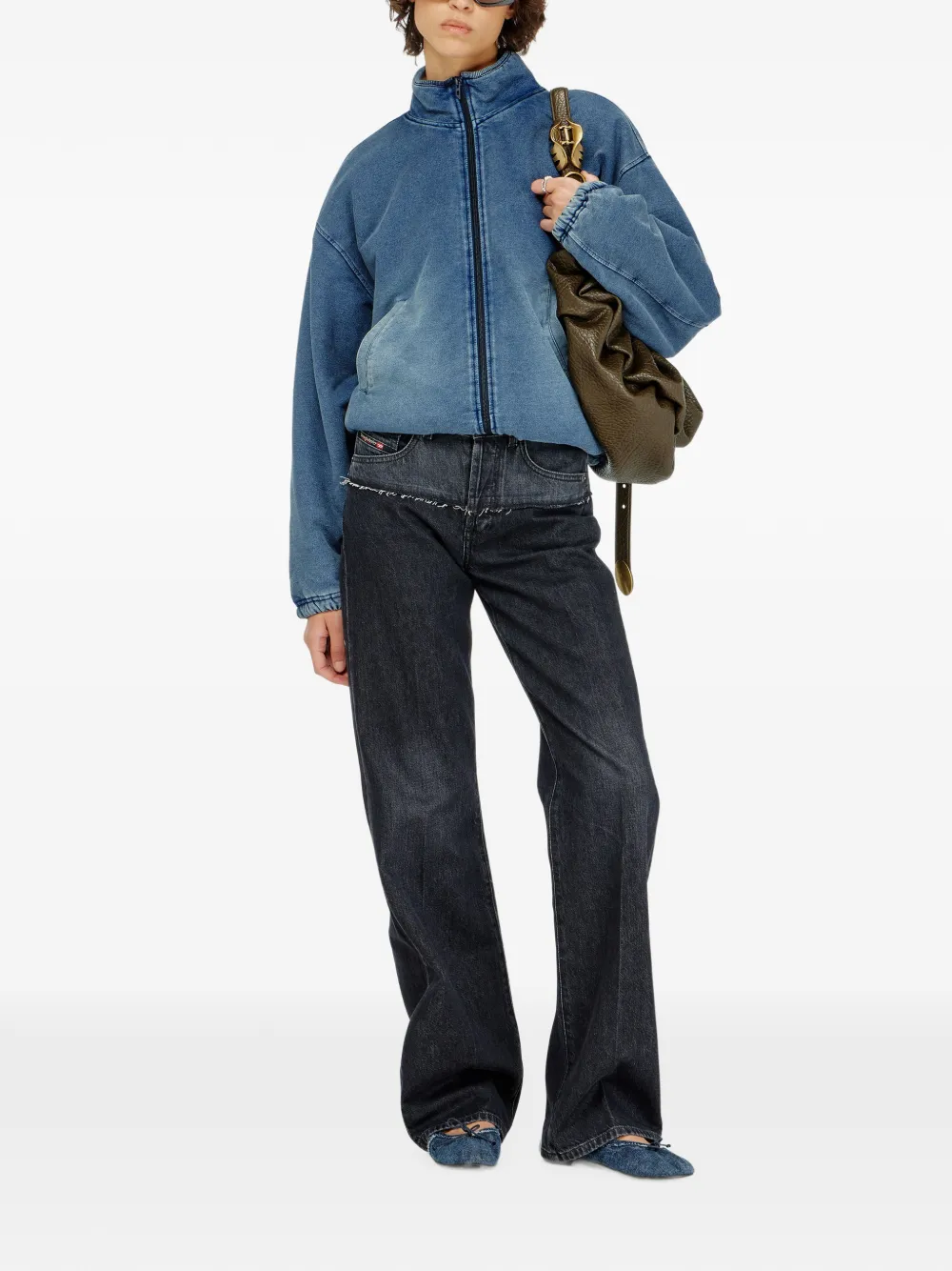 Diesel sweat jacket with denim-effect Blauw