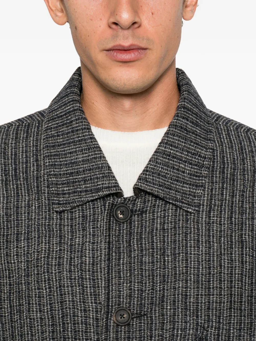 Ziggy Chen textured-finish button-up jacket Grijs
