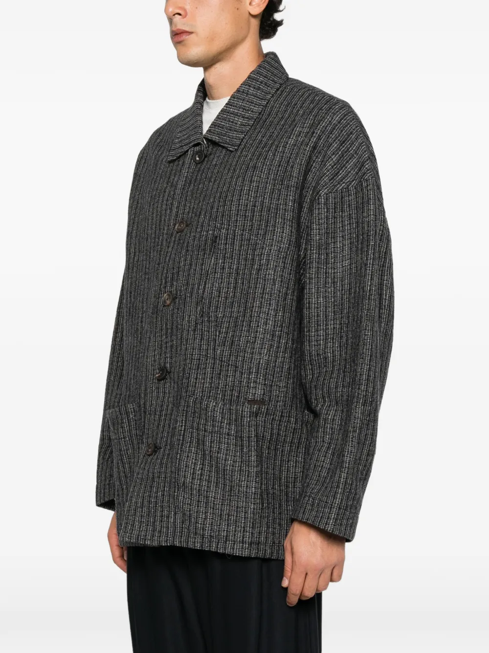 Ziggy Chen textured-finish button-up jacket Grijs