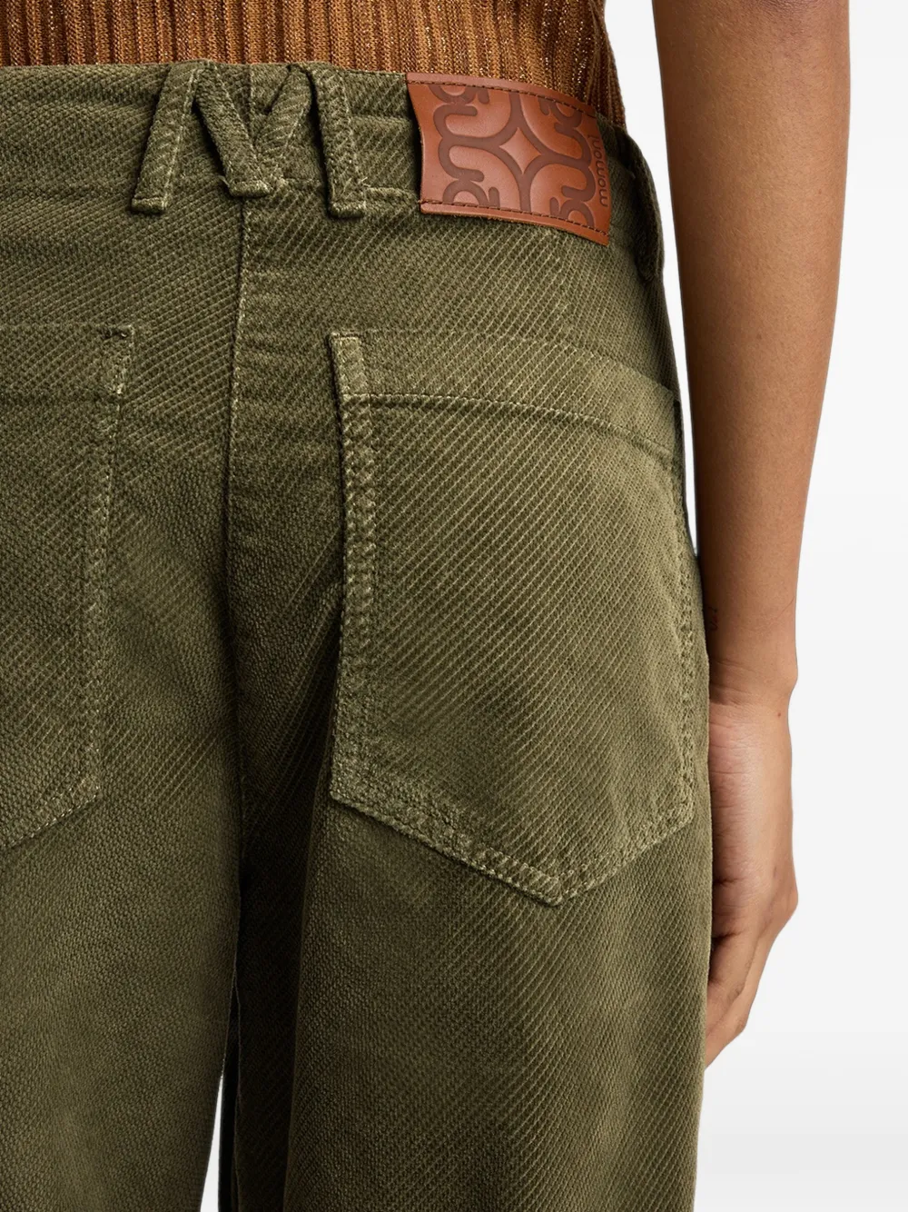 MOMONÌ Hibiscus Bis stukgeverfde fluwelen broek Groen