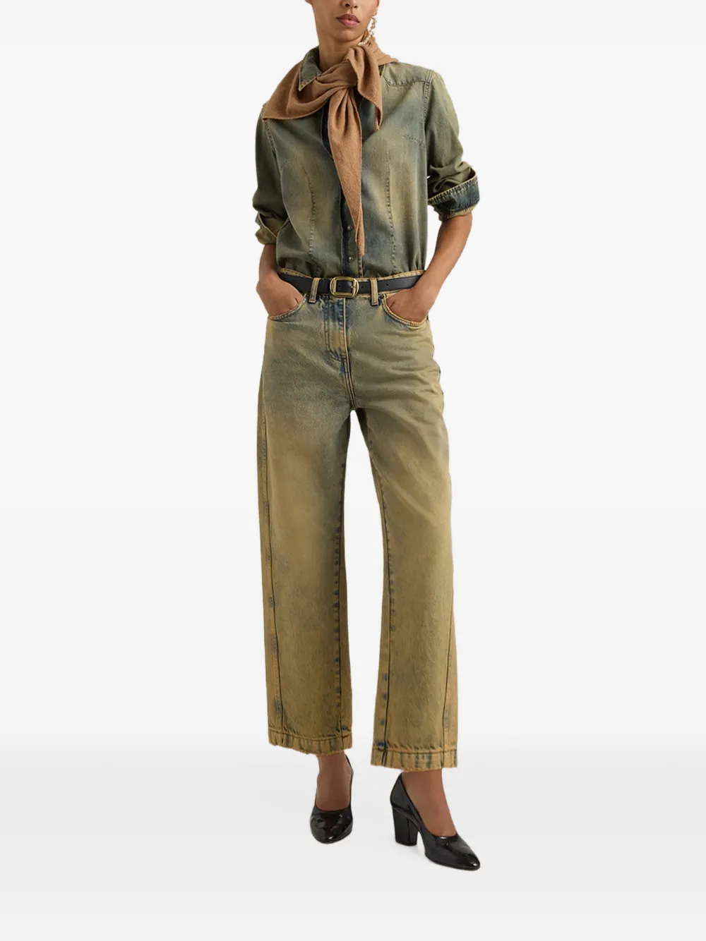 MOMONÌ Ivo jeans met dirty-wassing Blauw