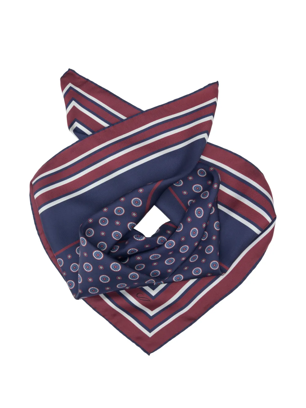 Elizabetta Aldo medallion-print striped-border scarf - Blau