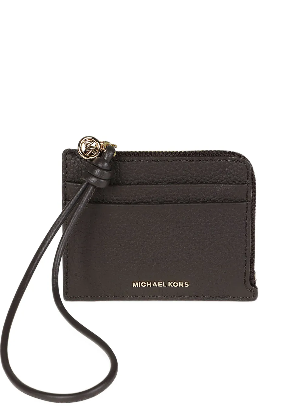 Michael Kors Jet Set small pebbled leather card case wristlet - Braun