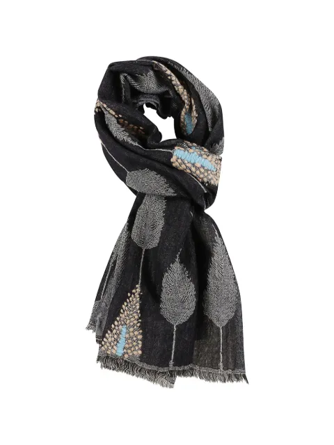 Altea embroidered leaf-print scarf