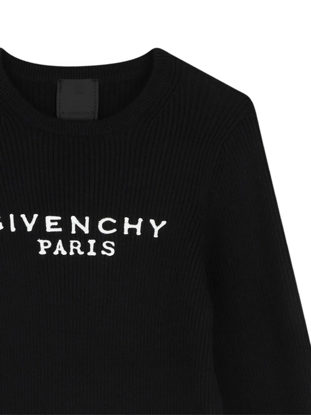 Givenchy Kids logo-embroidered ribbed sweater Zwart