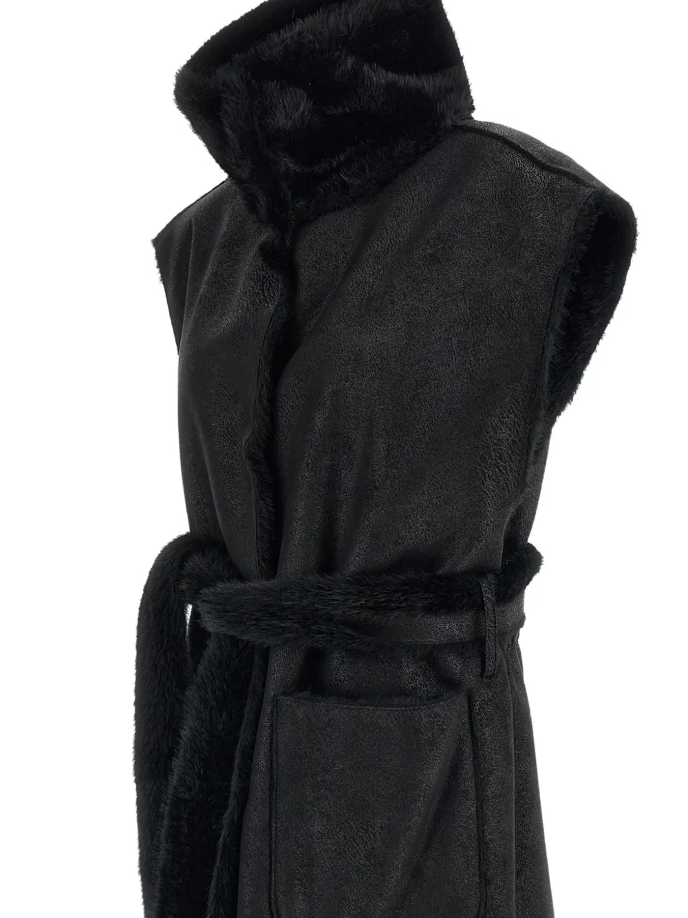 STAND STUDIO reversible belted coat Zwart