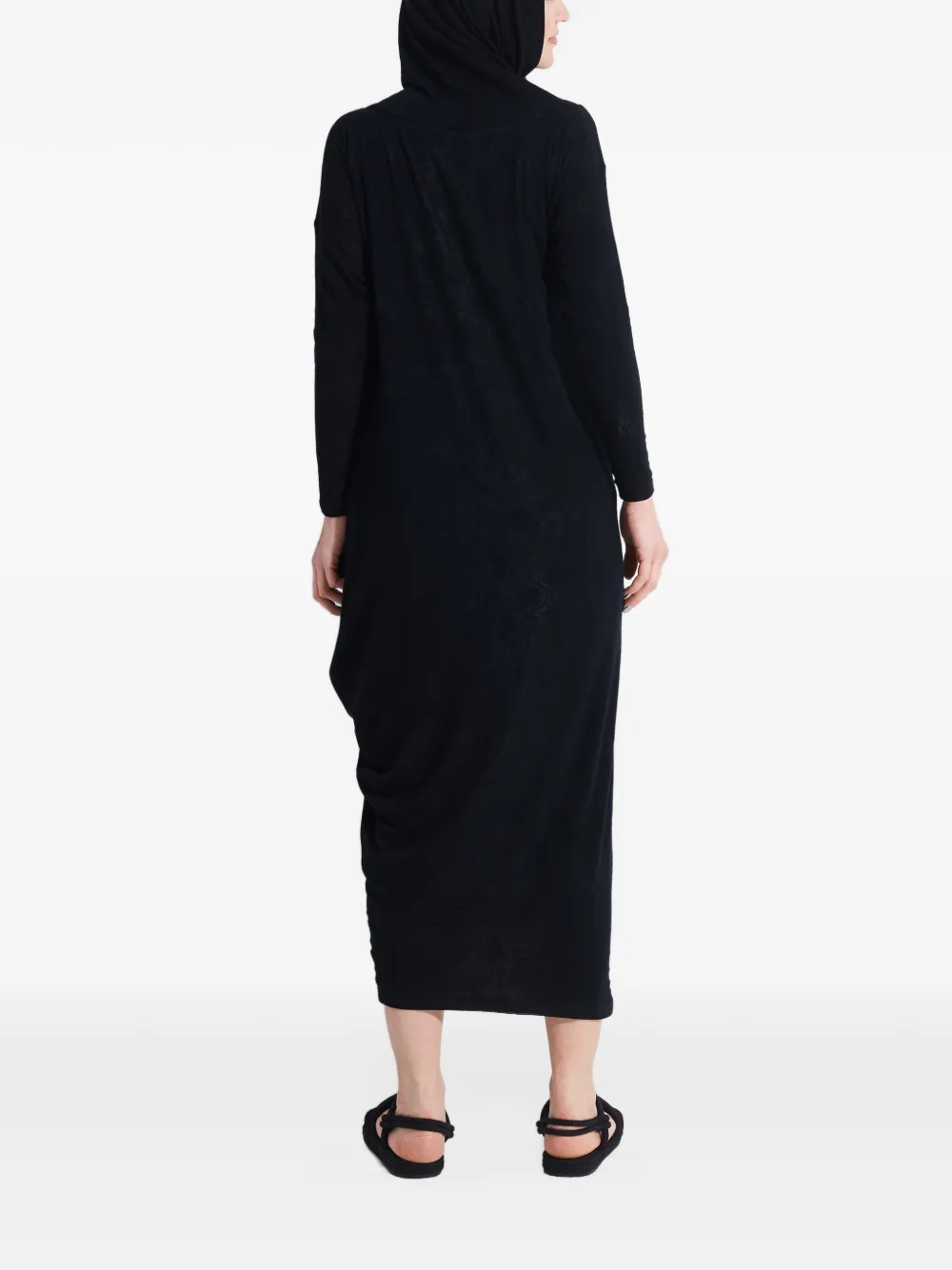 Tessitura Snake asymmetrische maxi-jurk met capuchon Zwart