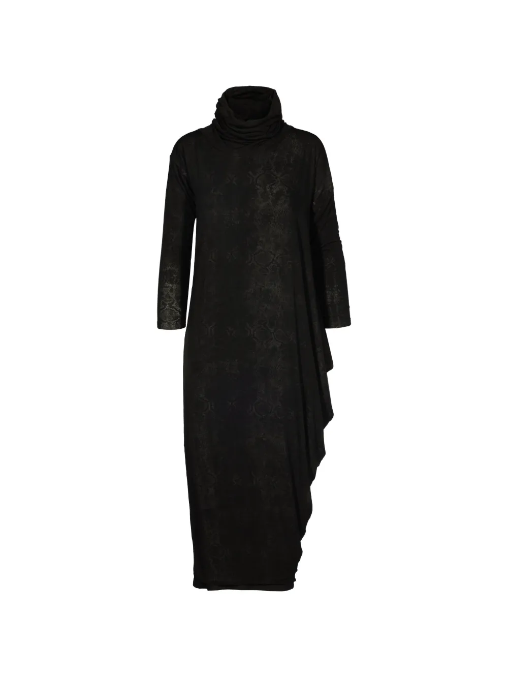 Tessitura Snake asymmetrische maxi-jurk met capuchon Zwart