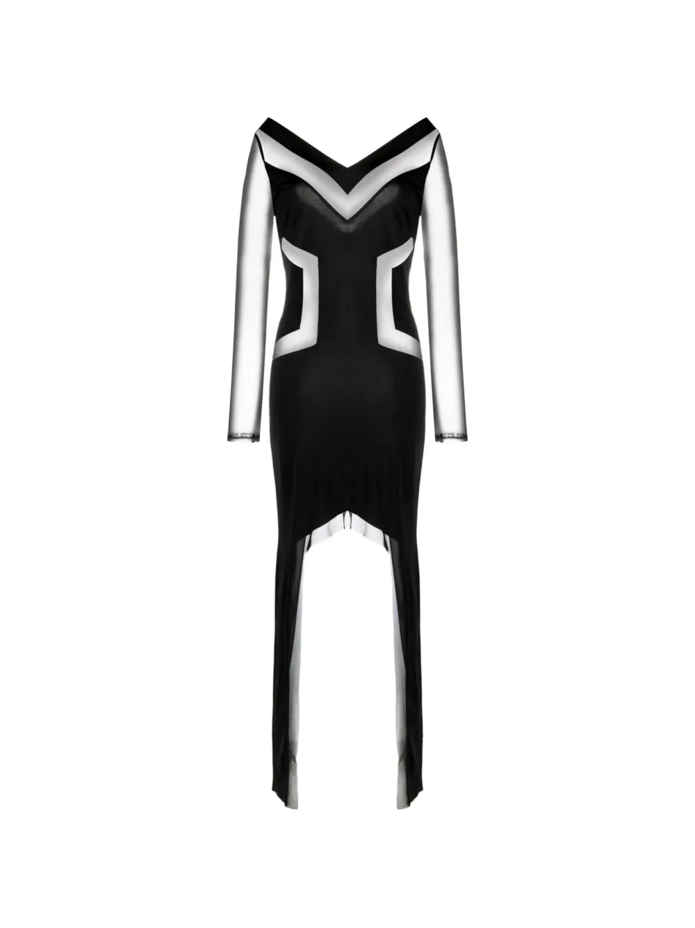 Tessitura symmetrical-panel long-sleeve dress