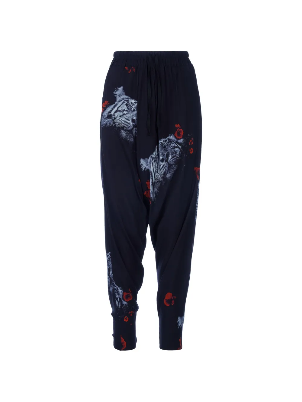 Tessitura tiger-print drop-crotch tapered trousers