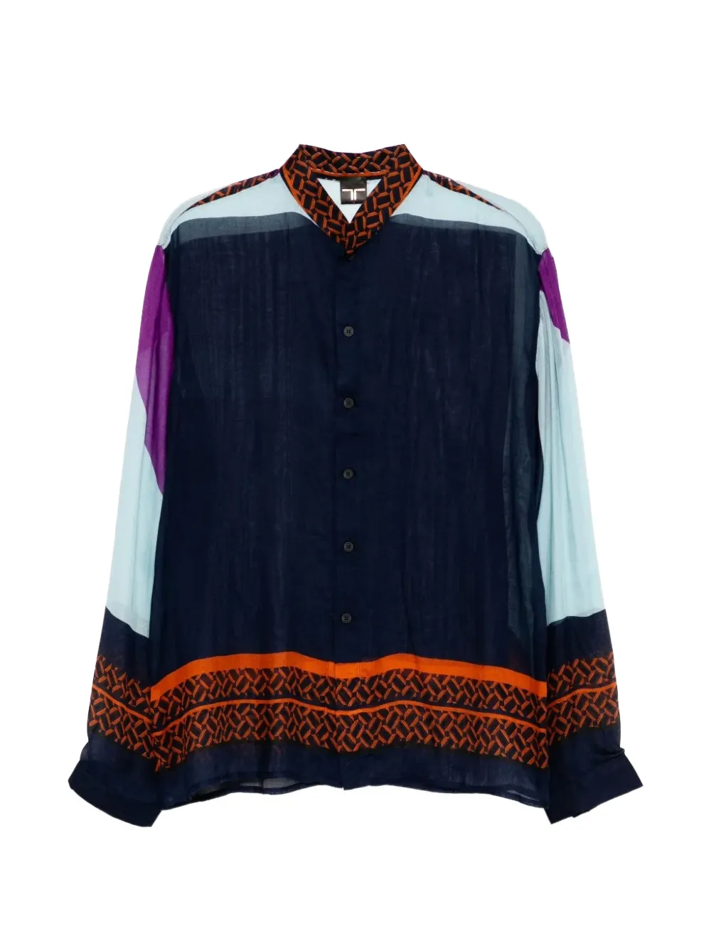 Tessitura Body Couture Batiste colour-block shirt
