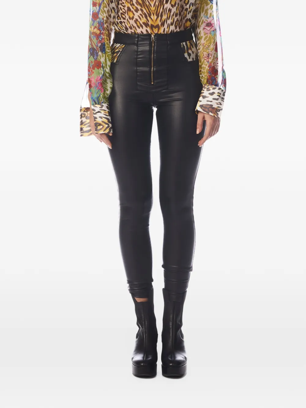 Tessitura Body Couture high-waisted stud-embellished trousers - Noir