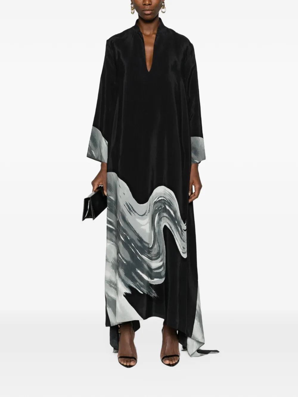 Tessitura Dune oversized maxi-jurk Zwart