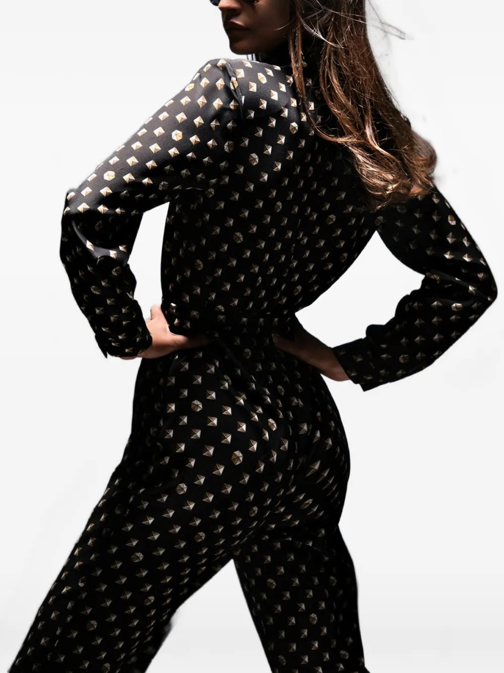 Tessitura Golden Hour jumpsuit verfraaid met kristallen Zwart