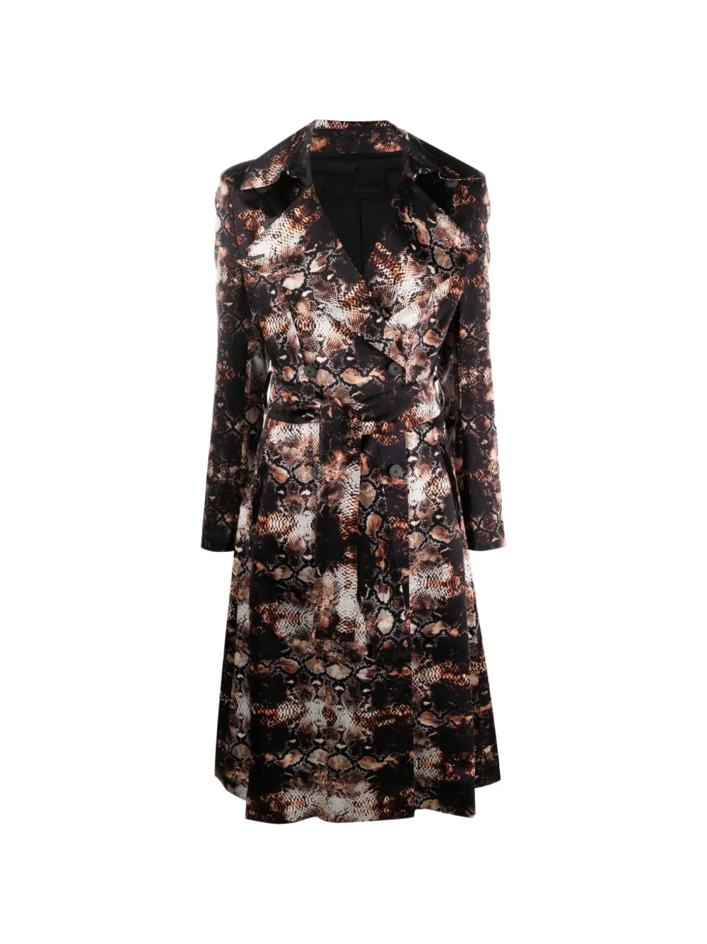 Tessitura snake-print silk trench coat