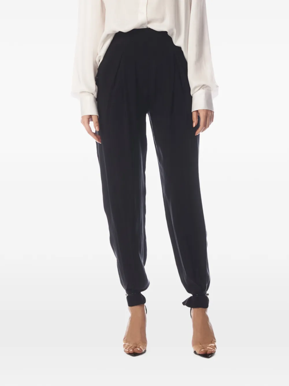 Tessitura tapered low-crotch trousers - Schwarz