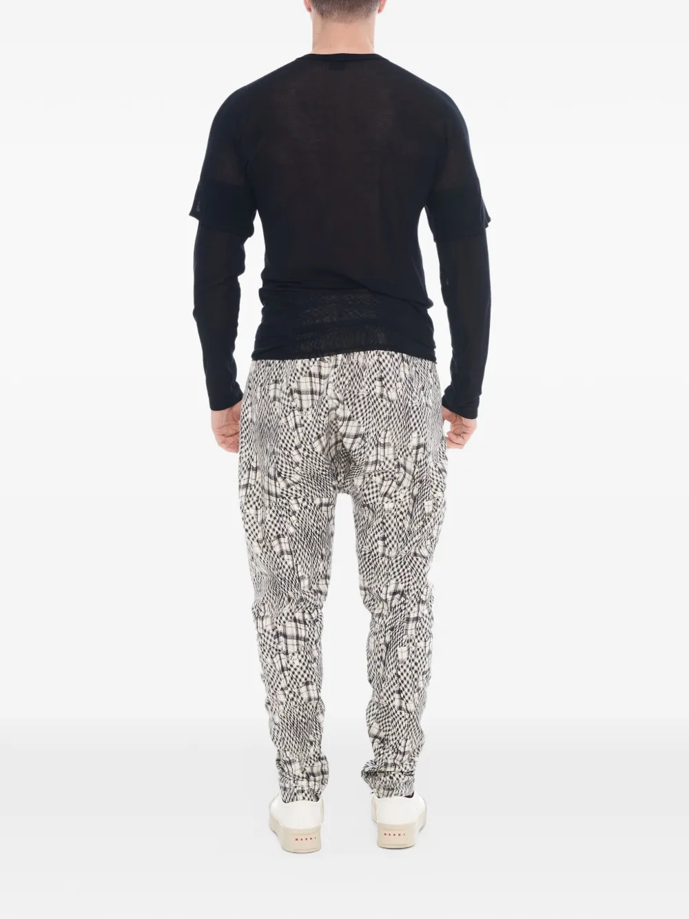 Tessitura Geruite broek met laag kruis Wit