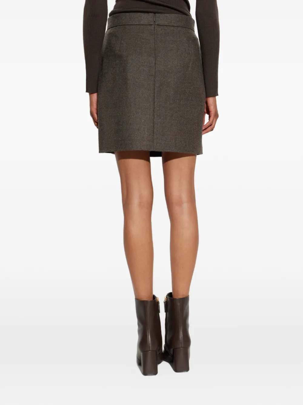 Max Mara Vilten wollen rok modder Bruin