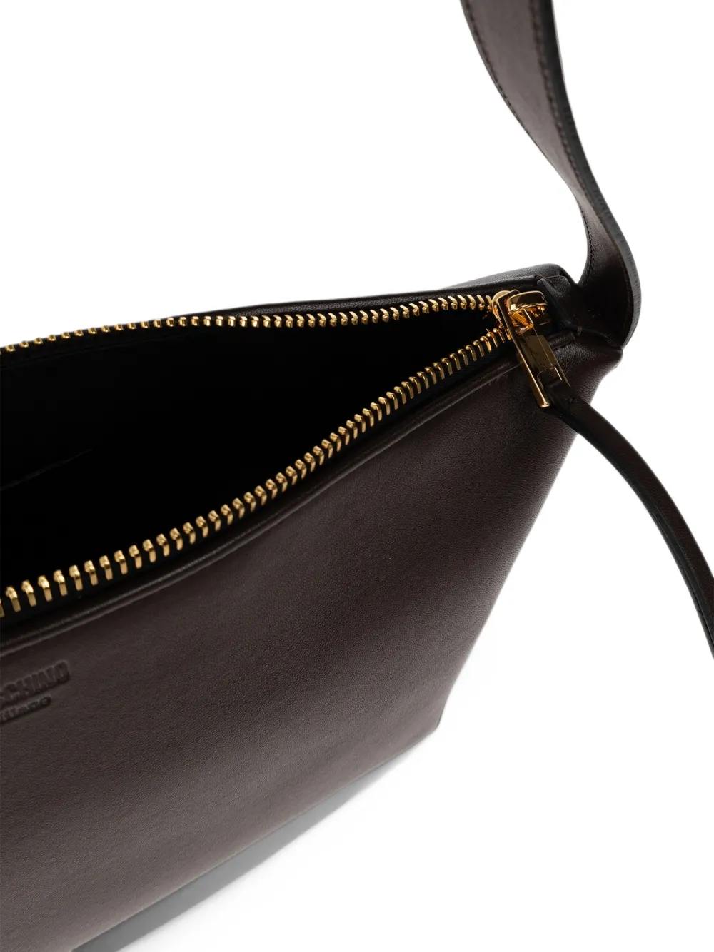 Moschino logo-debossed leather shoulder bag Bruin