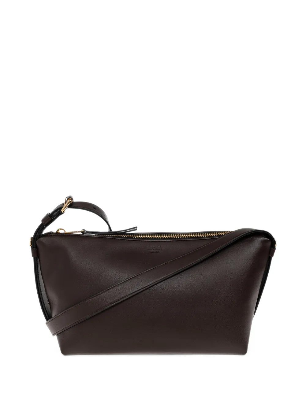 Moschino logo-debossed leather shoulder bag Bruin