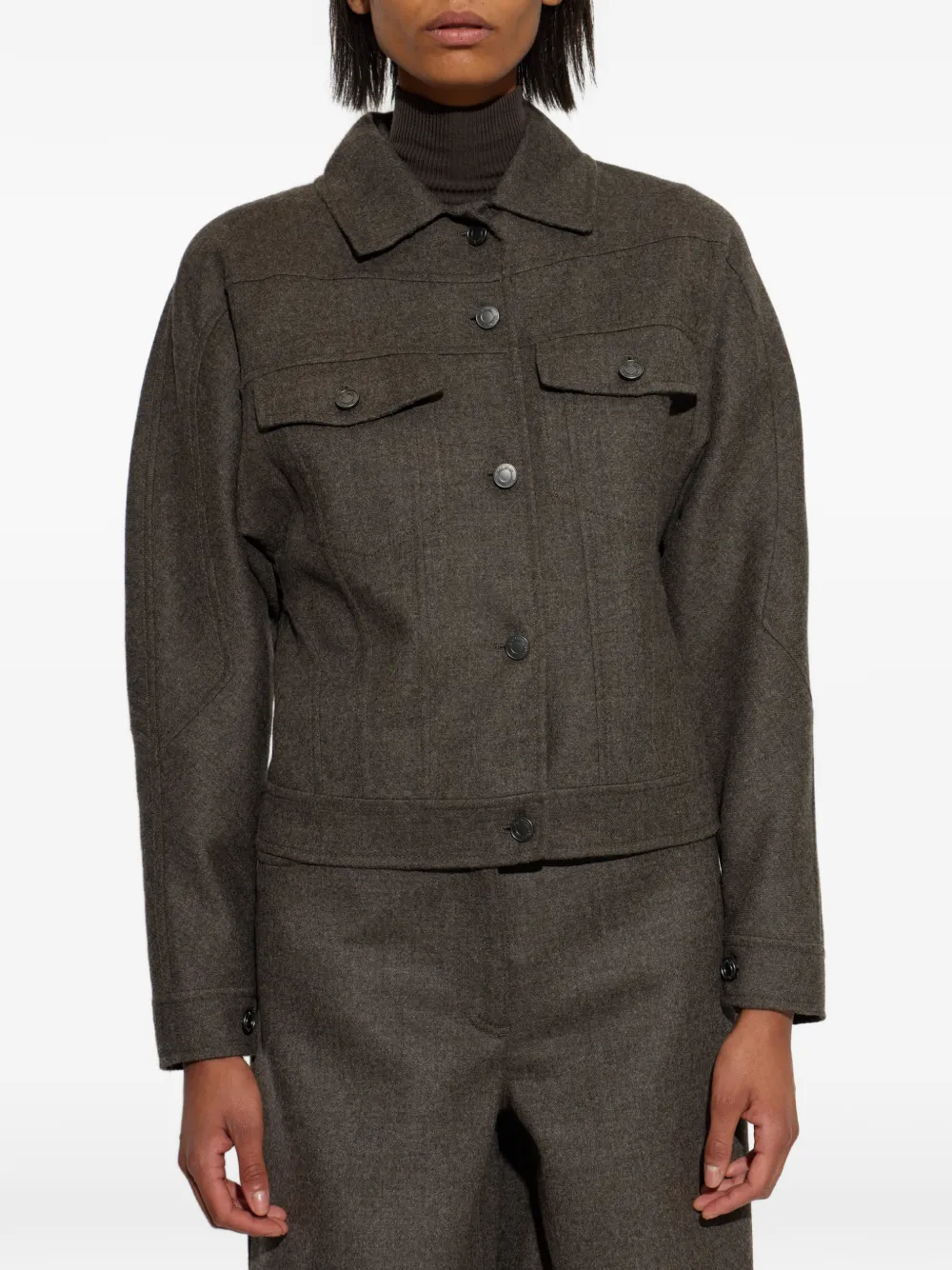 Max Mara Vilten wollen truckerjack Bruin