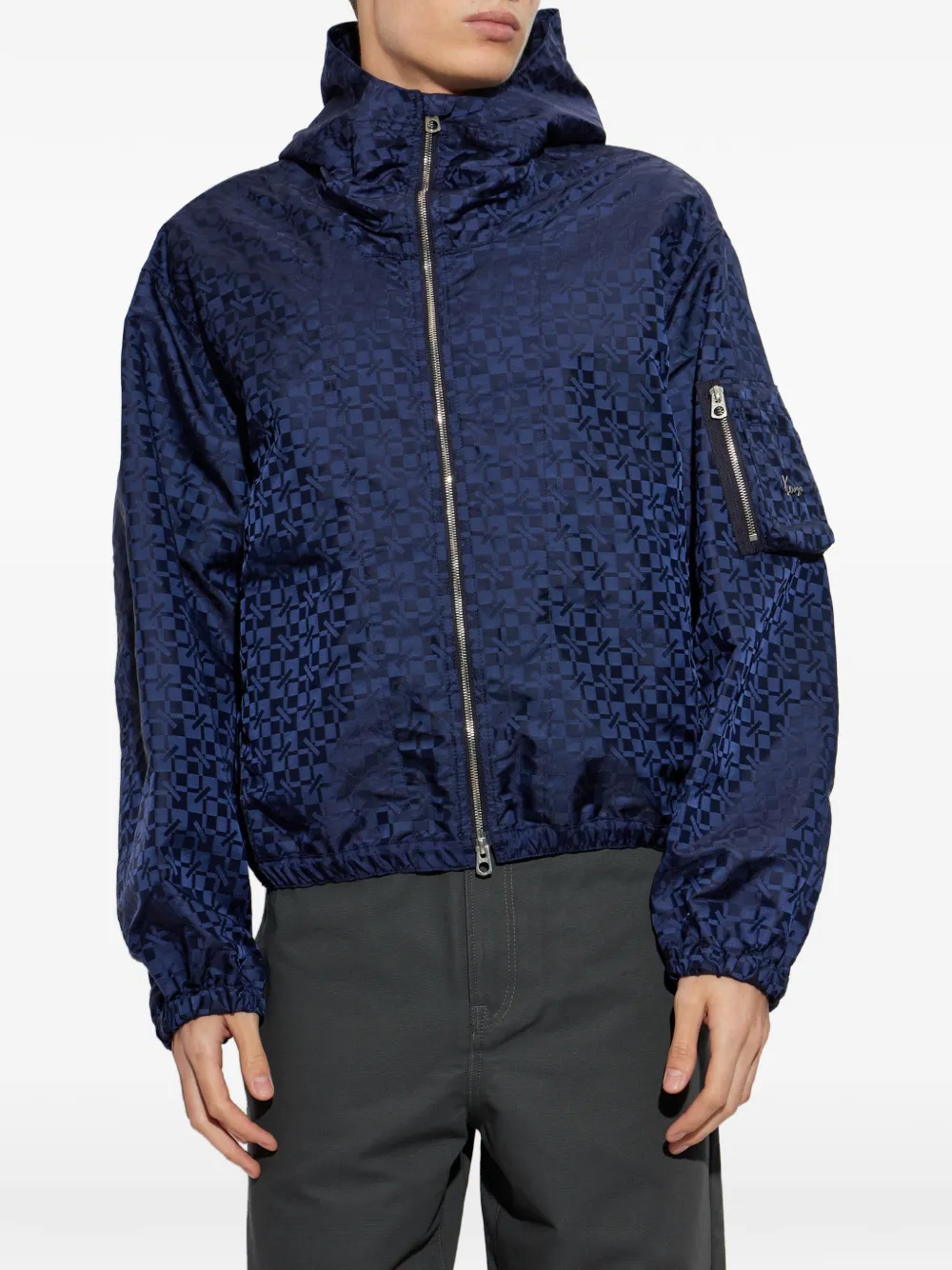 Kenzo gram monogram-jacquard hooded jacket Blauw