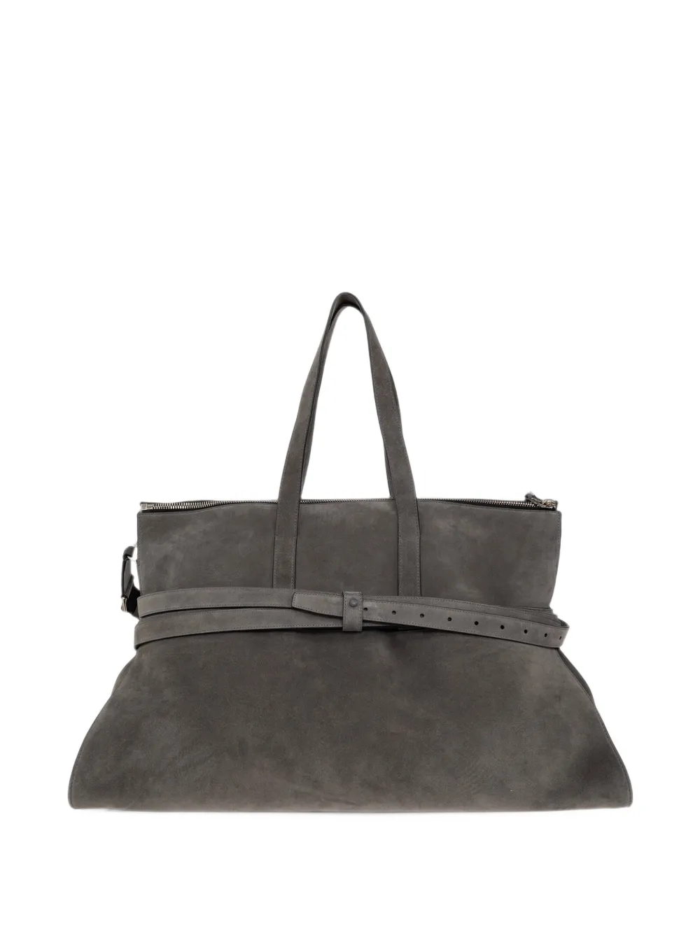 Moschino Tie Me suede shoulder bag Grijs