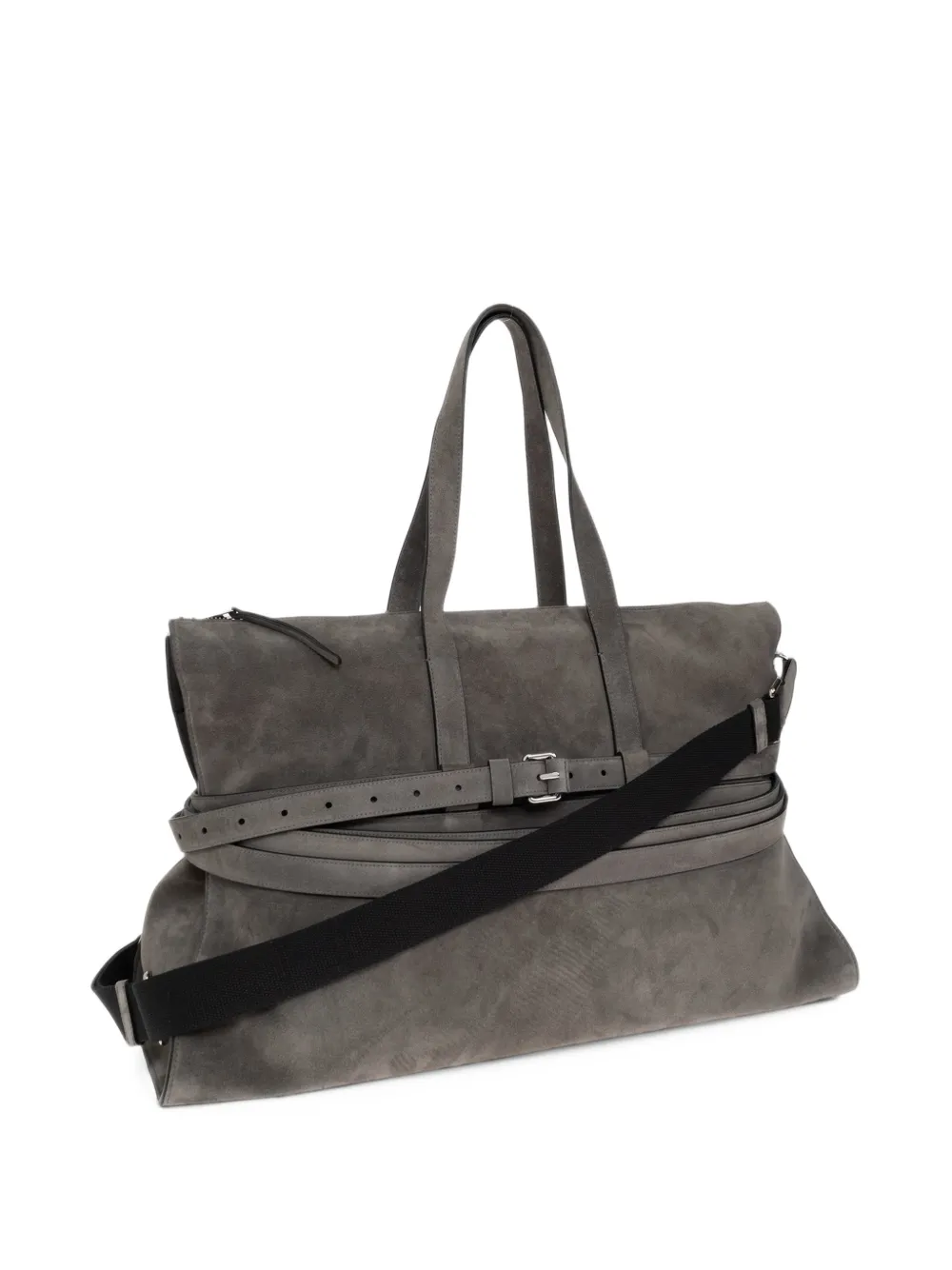 Moschino Tie Me suede shoulder bag Grijs